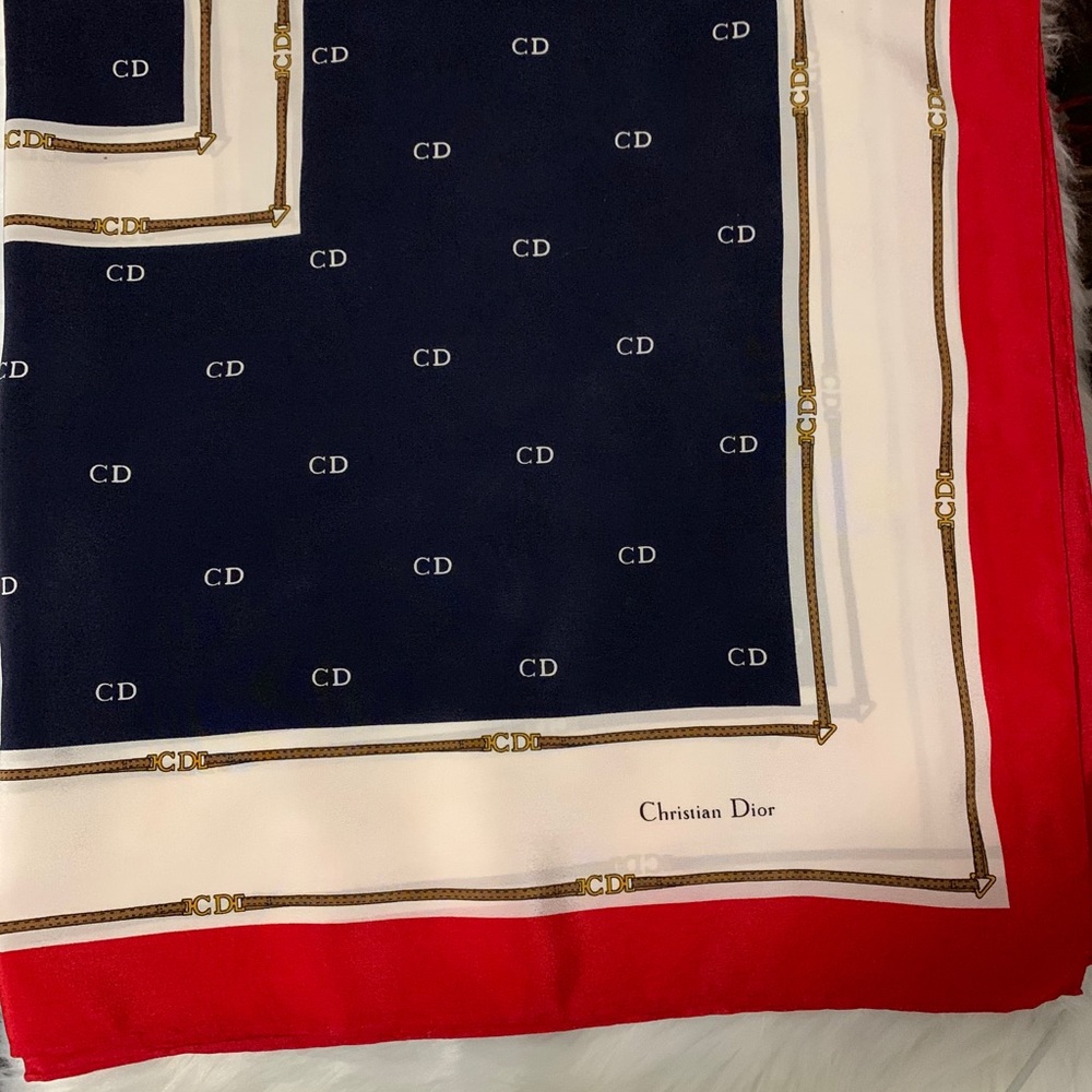 Christian Dior Scarf 100%silk  28/28 in - Picture 2 of 6
